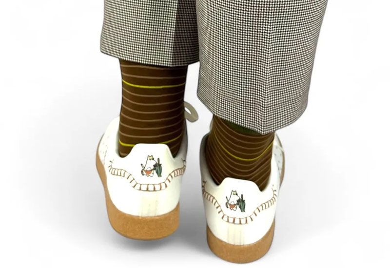 細條紋Stripe-咖綠 薄襪